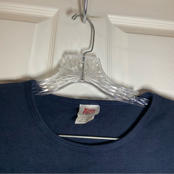 In Your Face Navy Short Sleeve Rhinestone Snowman Tee size M - Picture 4 of 9